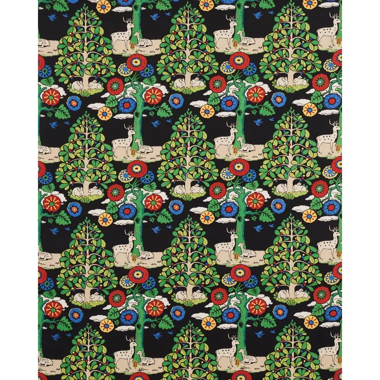 Schumacher 176971 Fantasy Forest Black & Multi fabric swatch