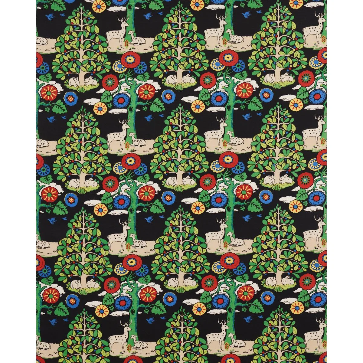 Schumacher 176971 Fantasy Forest Black & Multi fabric swatch