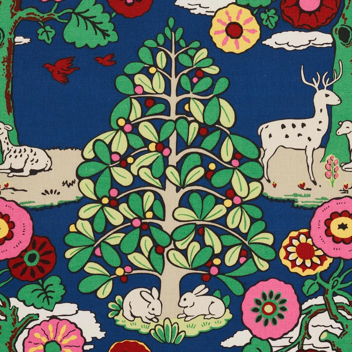 Schumacher 176970 Fantasy Forest Blue & Multi fabric swatch