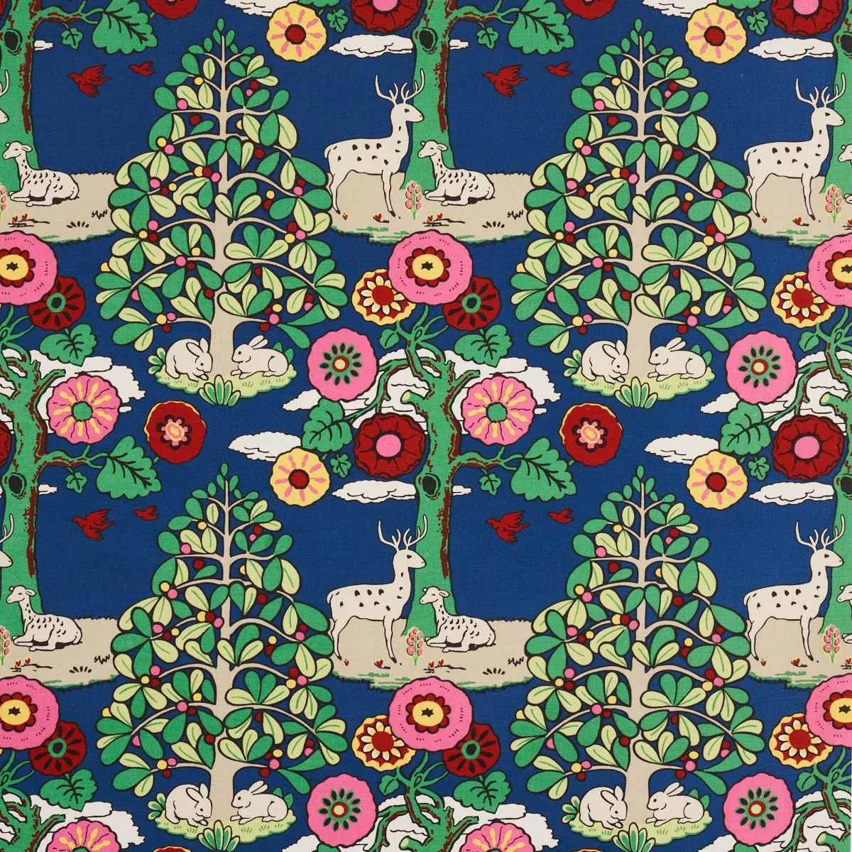 Schumacher 176970 Fantasy Forest Blue & Multi fabric swatch