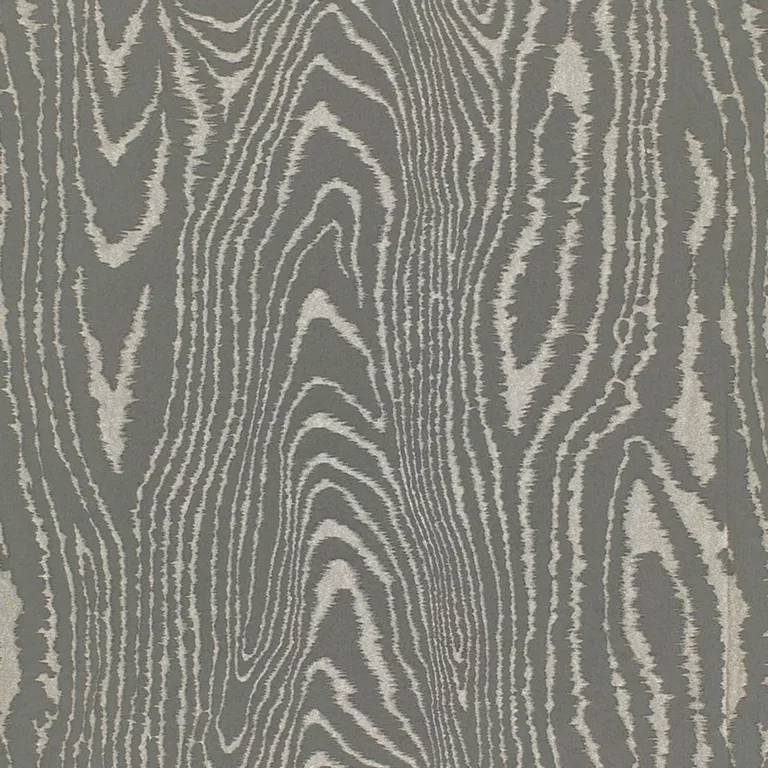 Schumacher 68831 Faux Bois Moiré Weave Charcoal fabric swatch