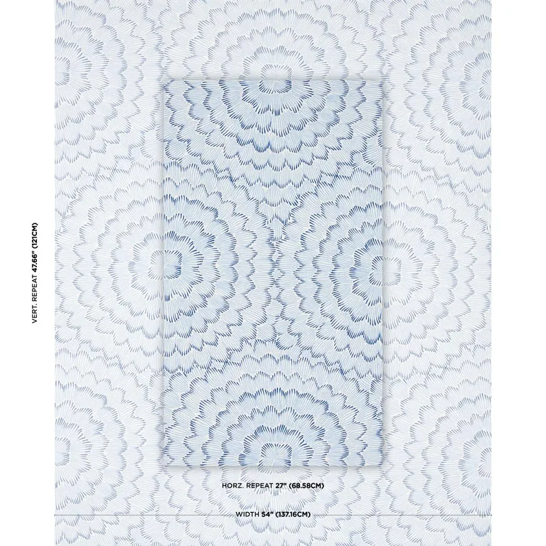 Schumacher 180360 Feather Bloom Two Blues fabric swatch