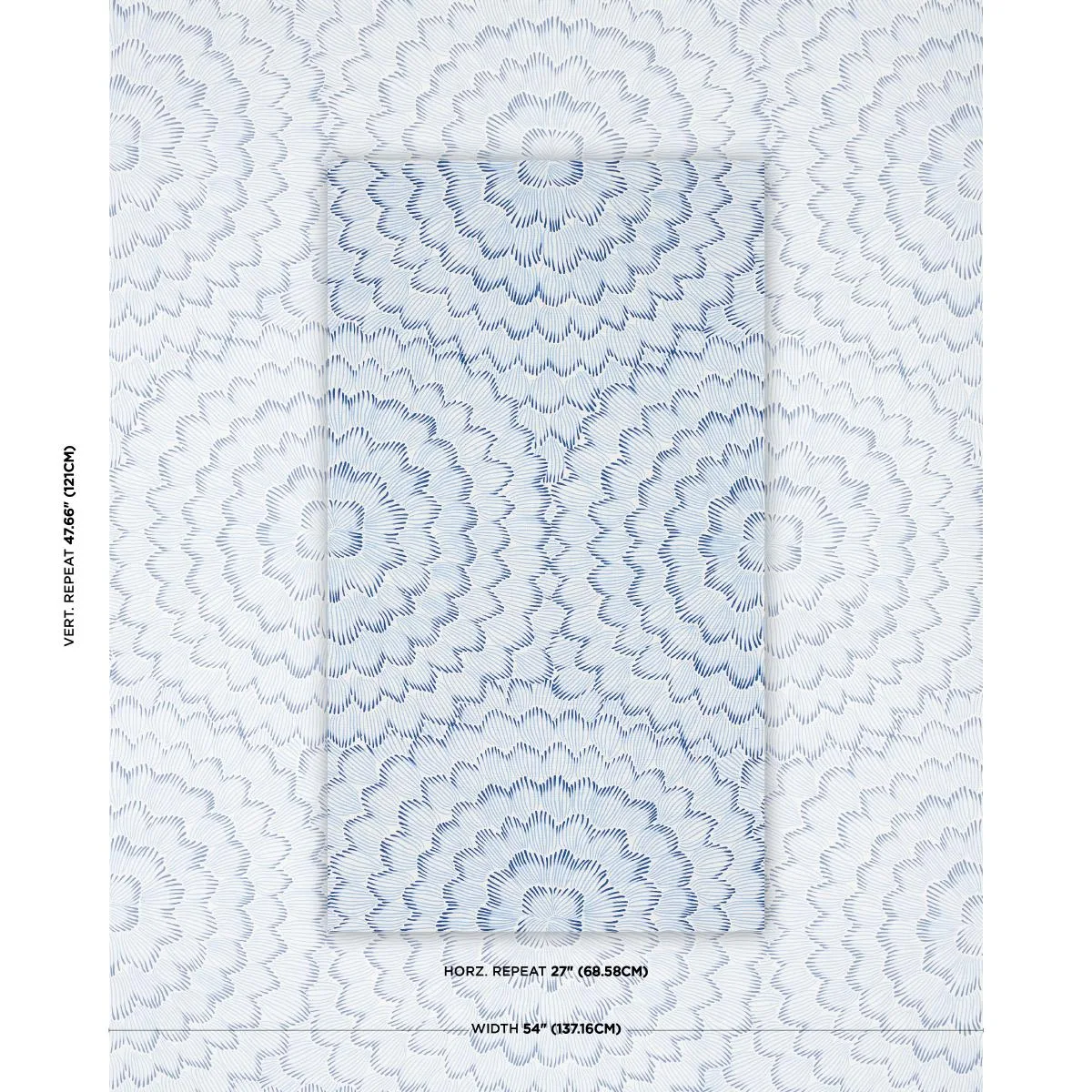 Schumacher 180360 Feather Bloom Two Blues fabric swatch