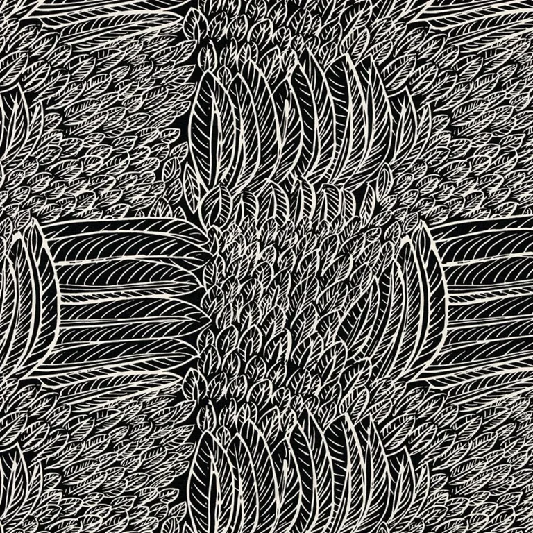 Schumacher 176234 Featherfest Black fabric swatch