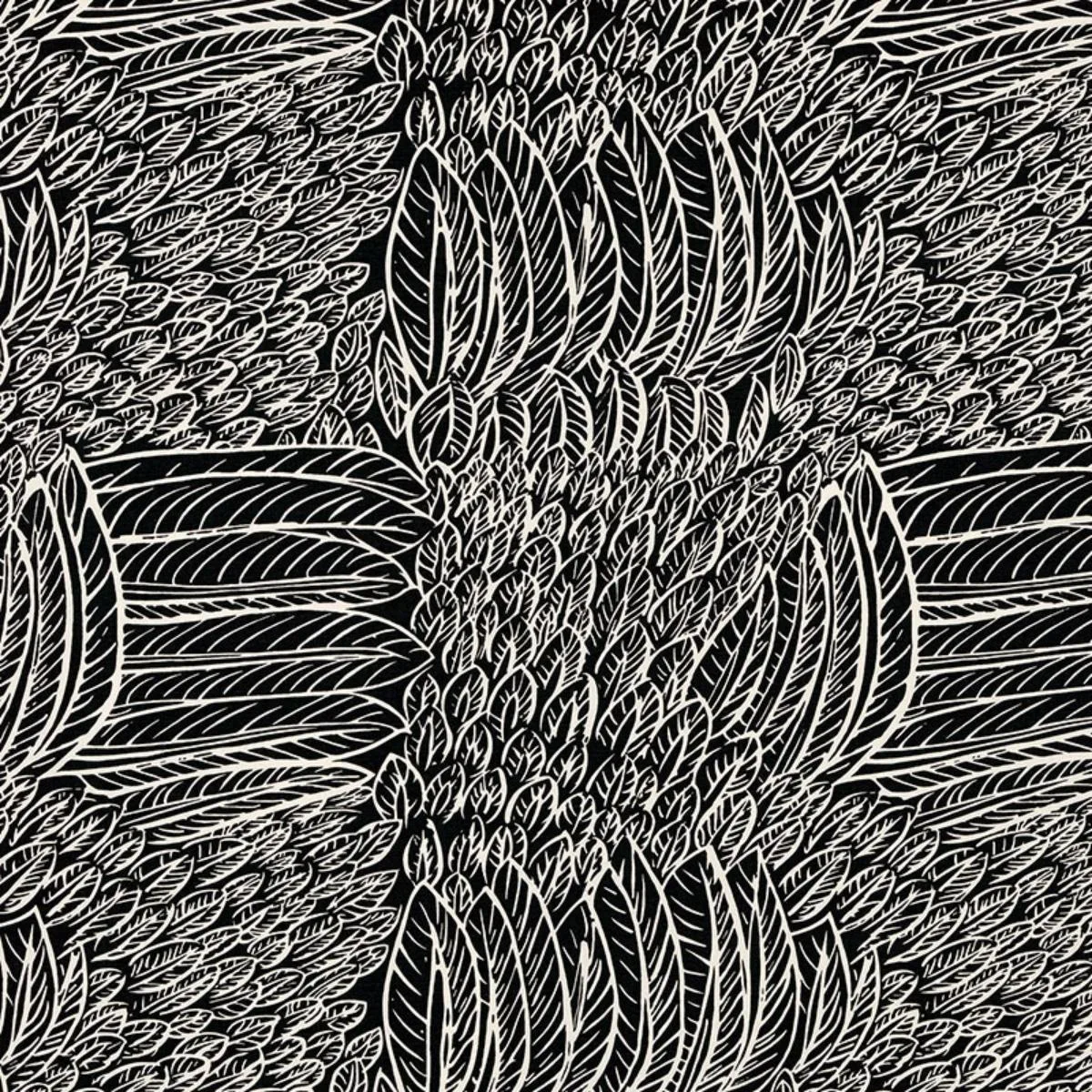 Schumacher 176234 Featherfest Black fabric swatch