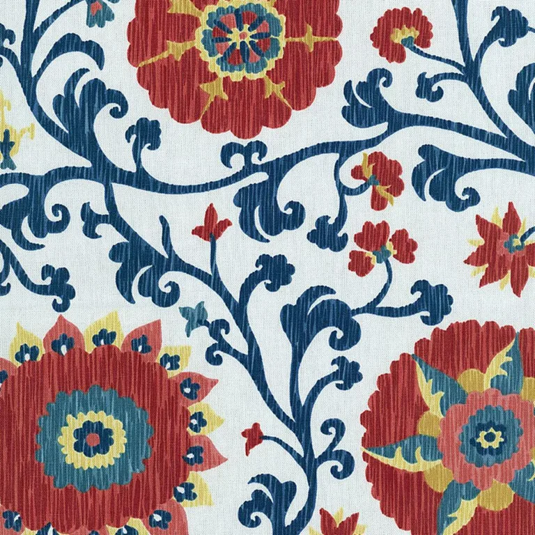 Schumacher 1327001 Fergana Embroidery Print Prussian fabric swatch