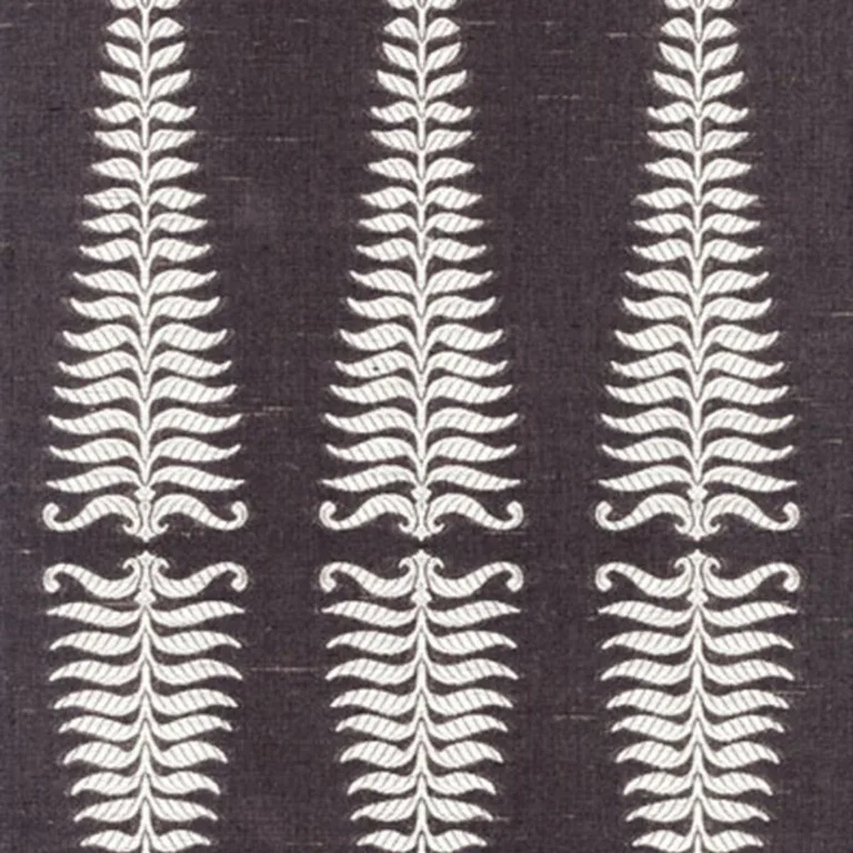 Schumacher 2643881 Fern Tree Ivory/Grey Flannel fabric swatch