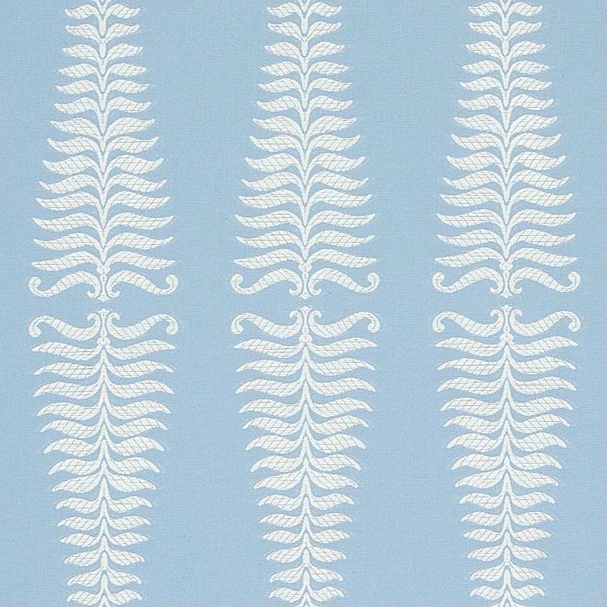 Schumacher 2643884 Fern Tree Ivory & Sky fabric swatch
