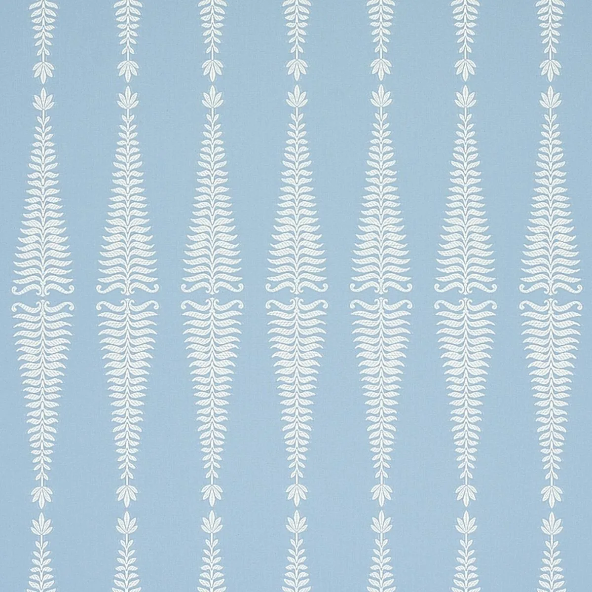Schumacher 2643884 Fern Tree Ivory & Sky fabric swatch
