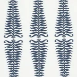 Schumacher 2643882 Fern Tree Navy & White fabric swatch