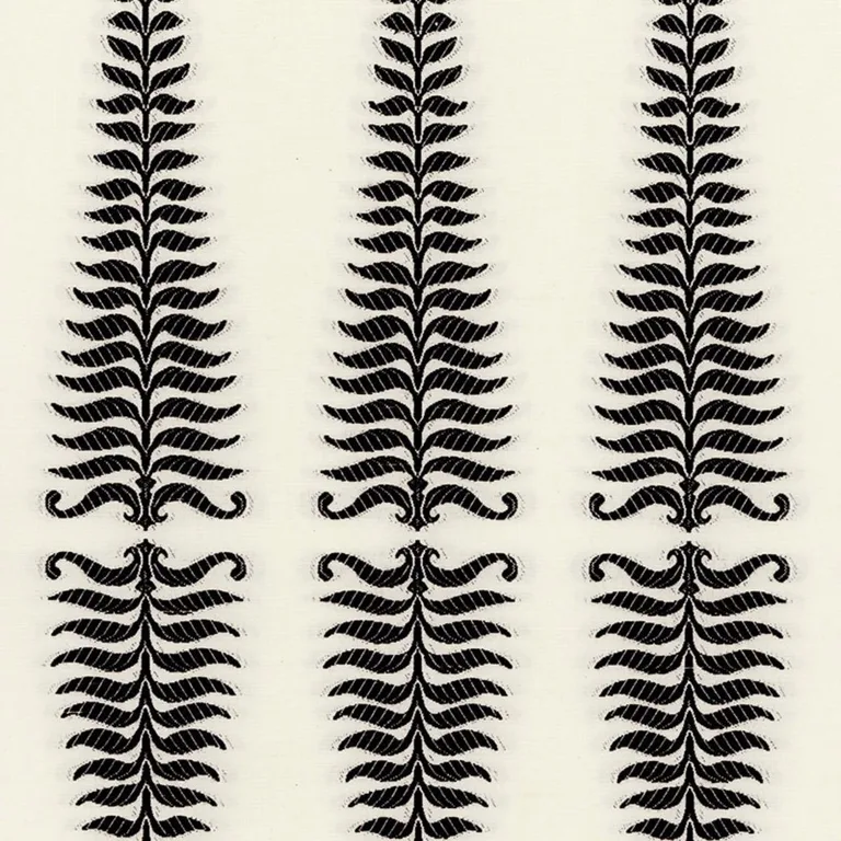 Schumacher 2643880 Fern Tree Noir/Creme fabric swatch