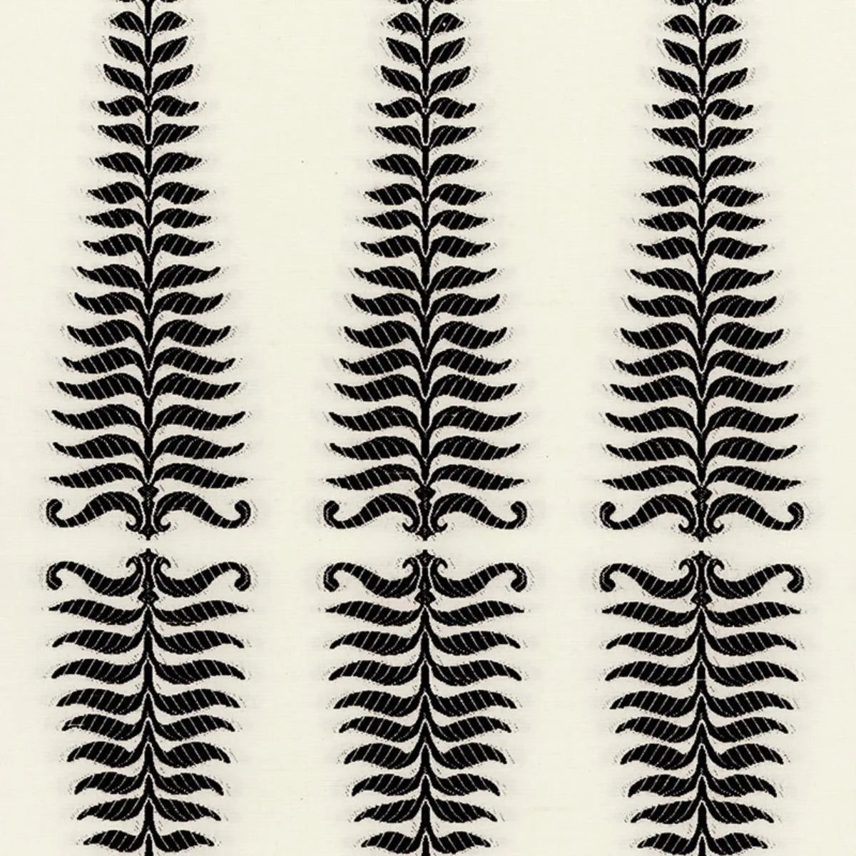 Schumacher 2643880 Fern Tree Noir/Creme fabric swatch