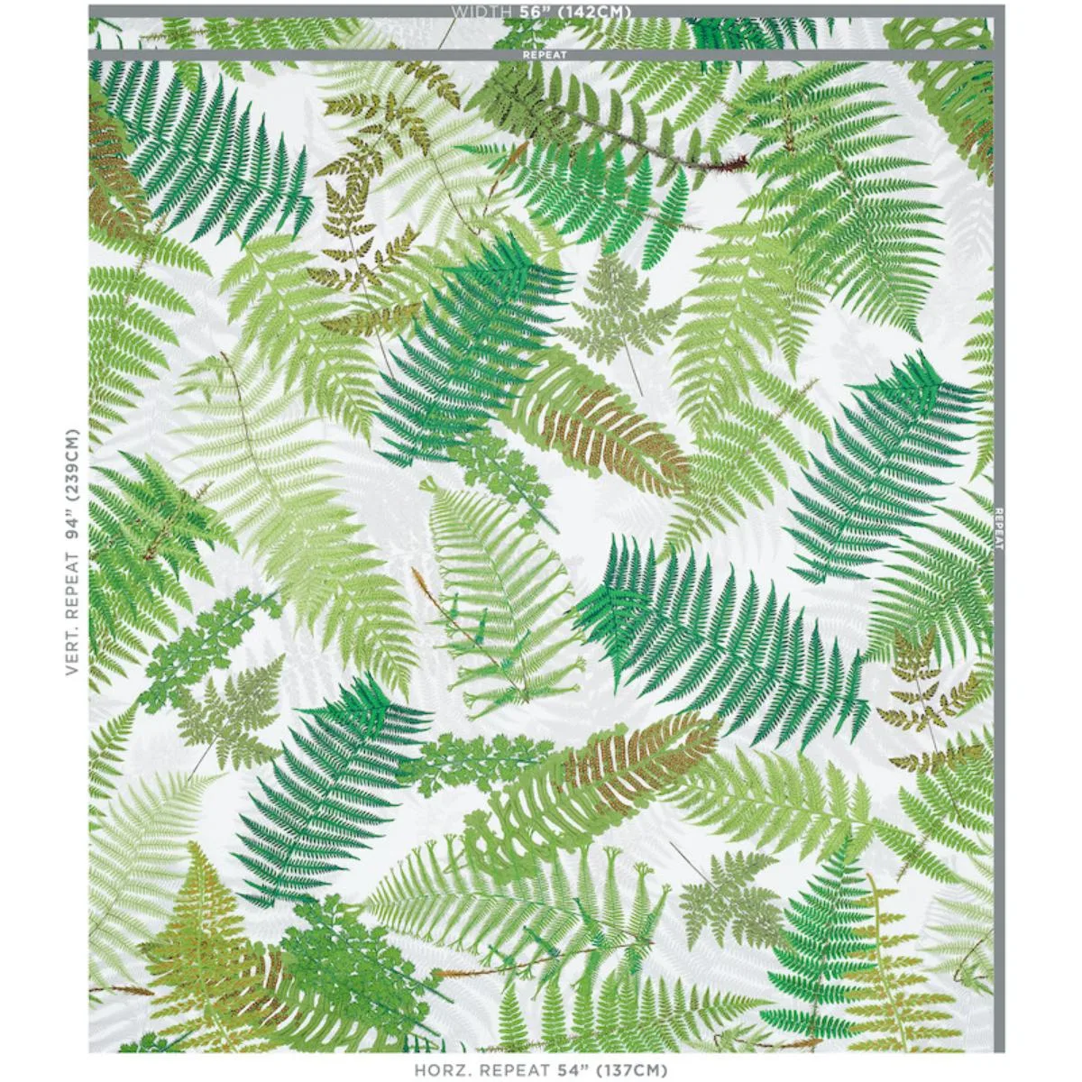 Schumacher 177590 Fernarium Green & Ivory fabric swatch