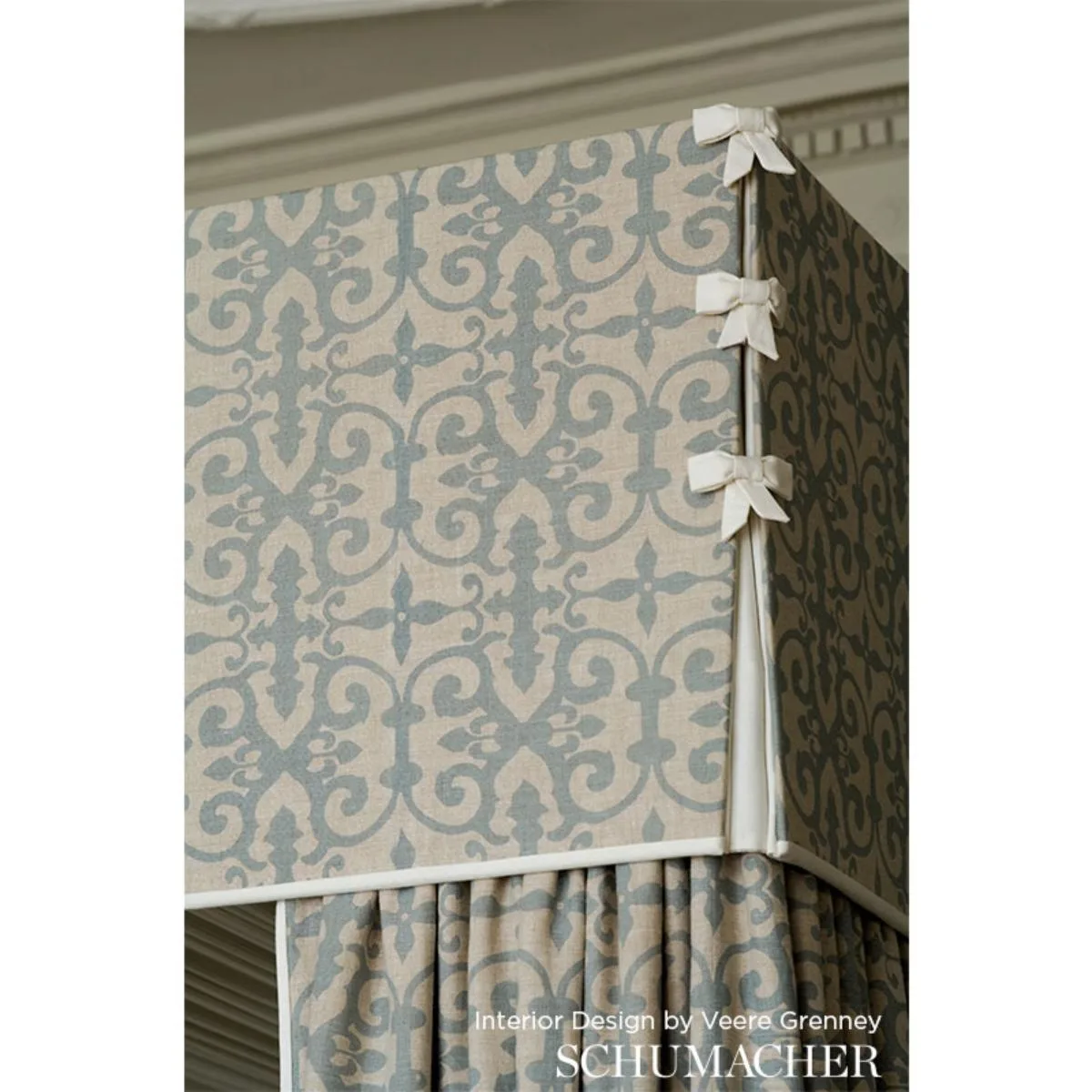 Schumacher FERN003 Ferne Park Aqua fabric swatch