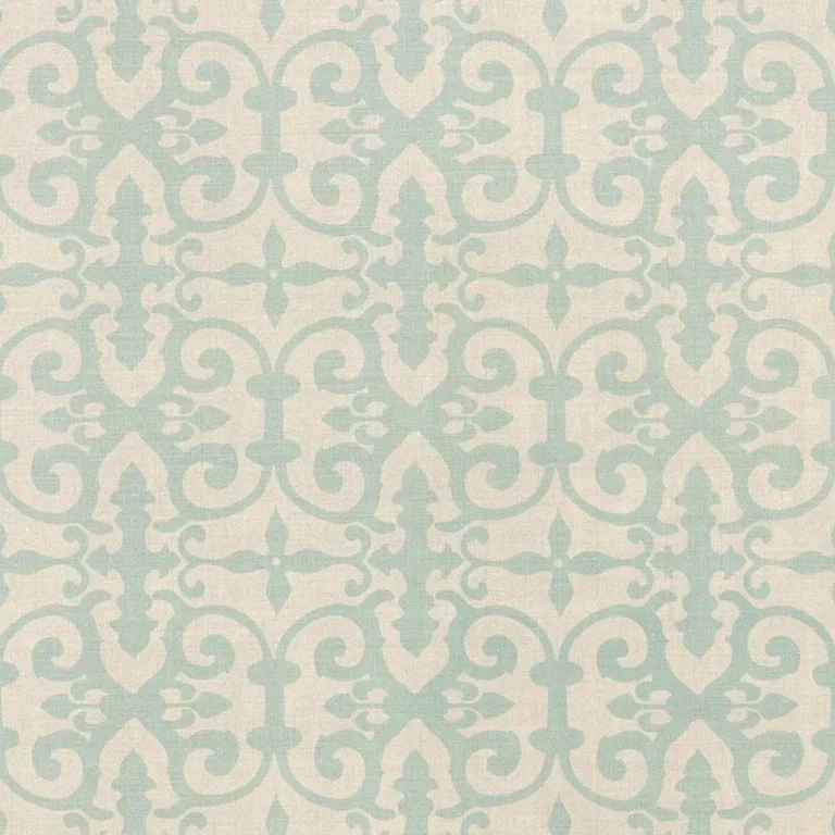 Schumacher FERN003 Ferne Park Aqua fabric swatch