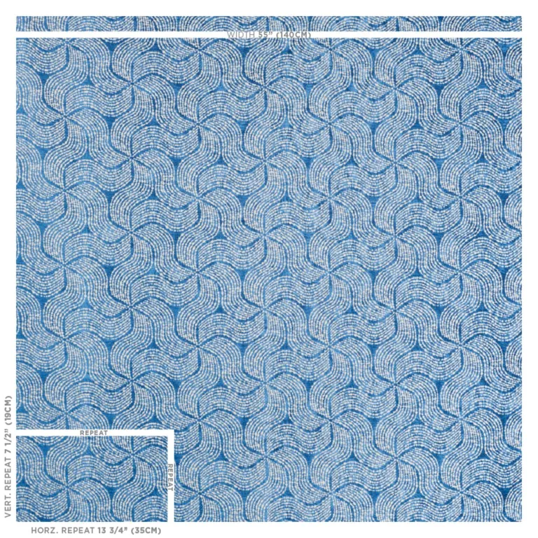 Schumacher 76052 Fiador Blue fabric swatch