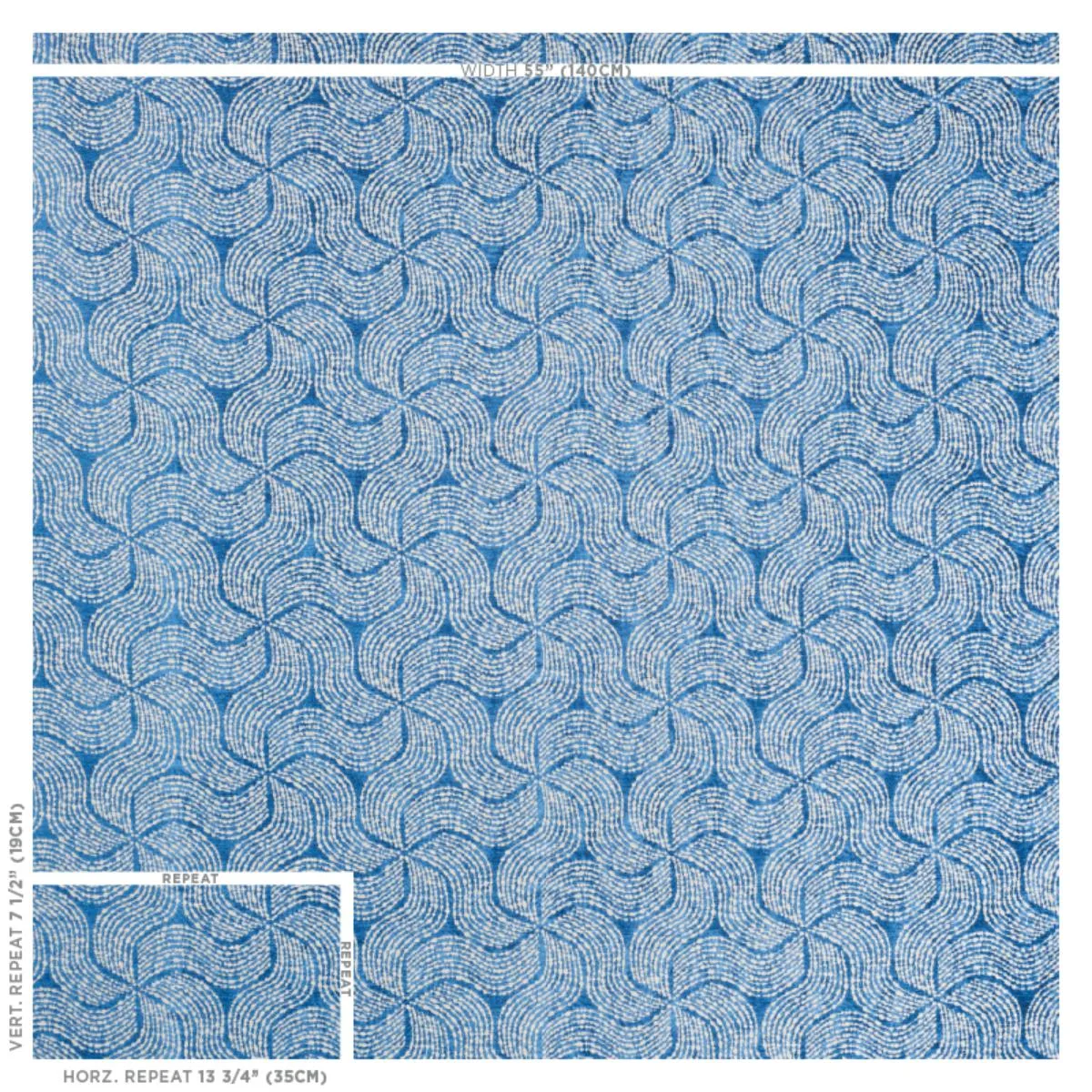 Schumacher 76052 Fiador Blue fabric swatch