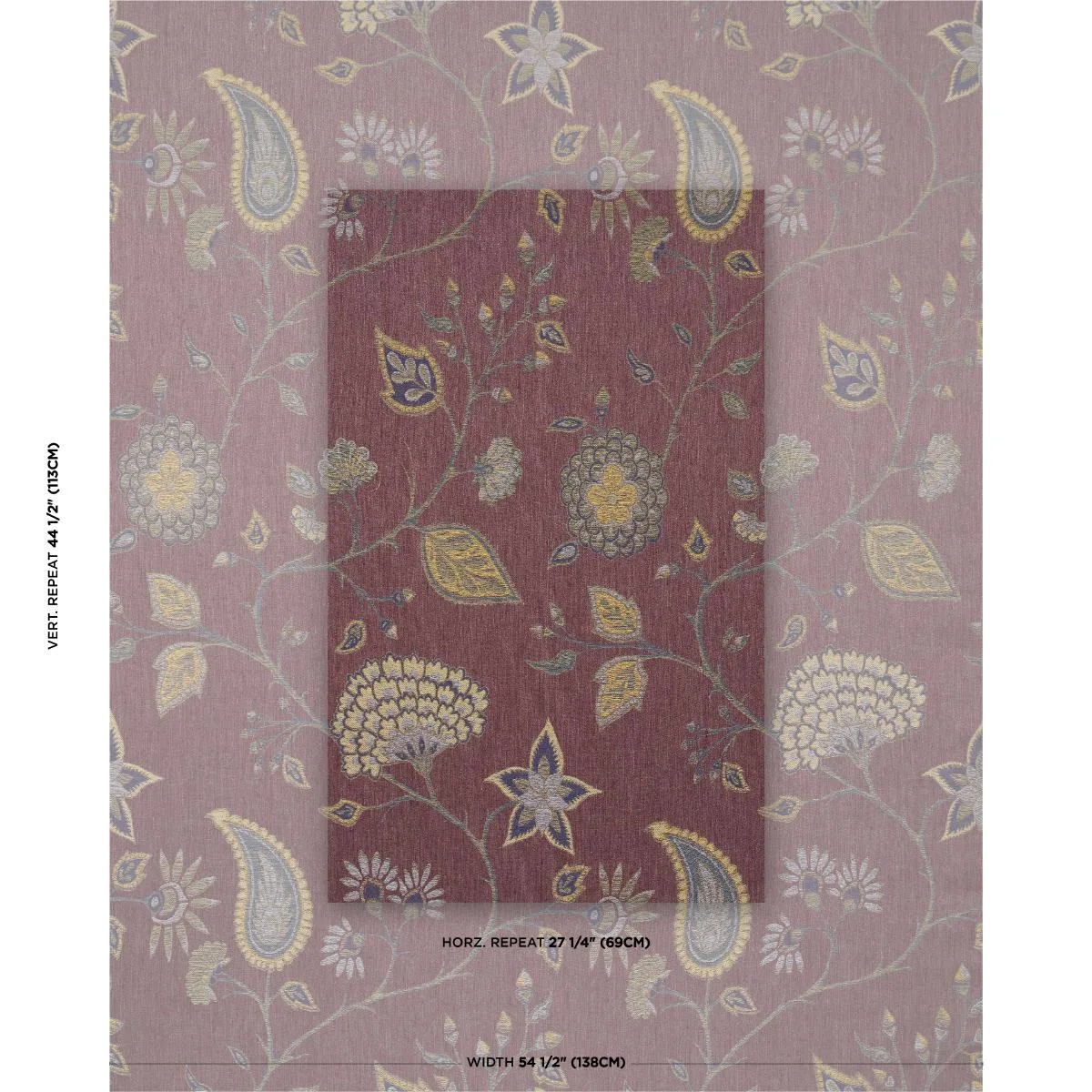 Schumacher 86151 Fiammetta Jacquard Rosa fabric swatch