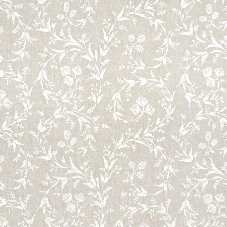 Schumacher 67821 Fiorentina Embroidered Sheer Oat fabric swatch