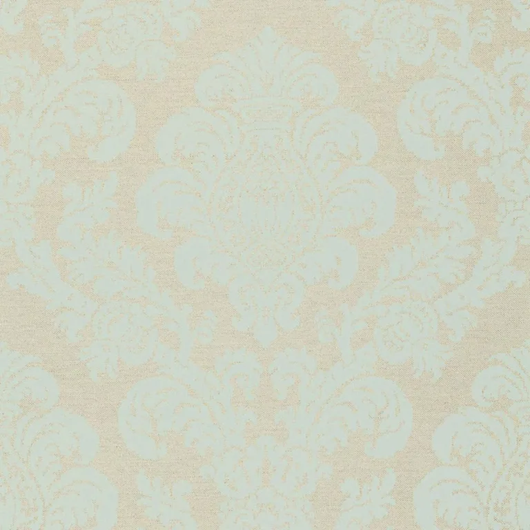 Schumacher 66631 Firenze Linen Damask Aqua fabric swatch