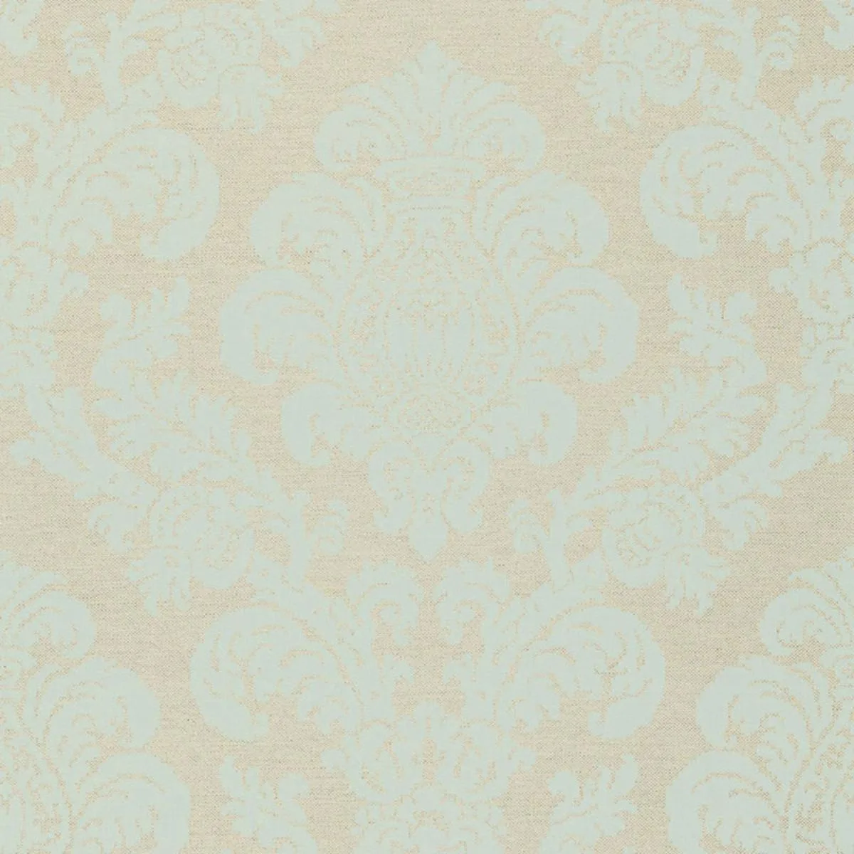 Schumacher 66631 Firenze Linen Damask Aqua fabric swatch