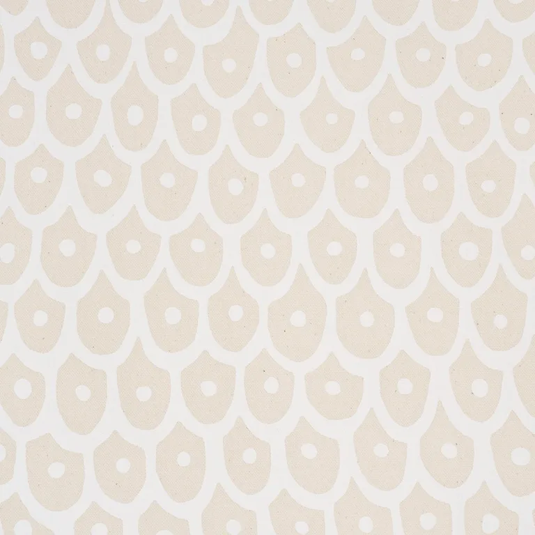 Schumacher 183730 Fish Scales White On Natural fabric swatch