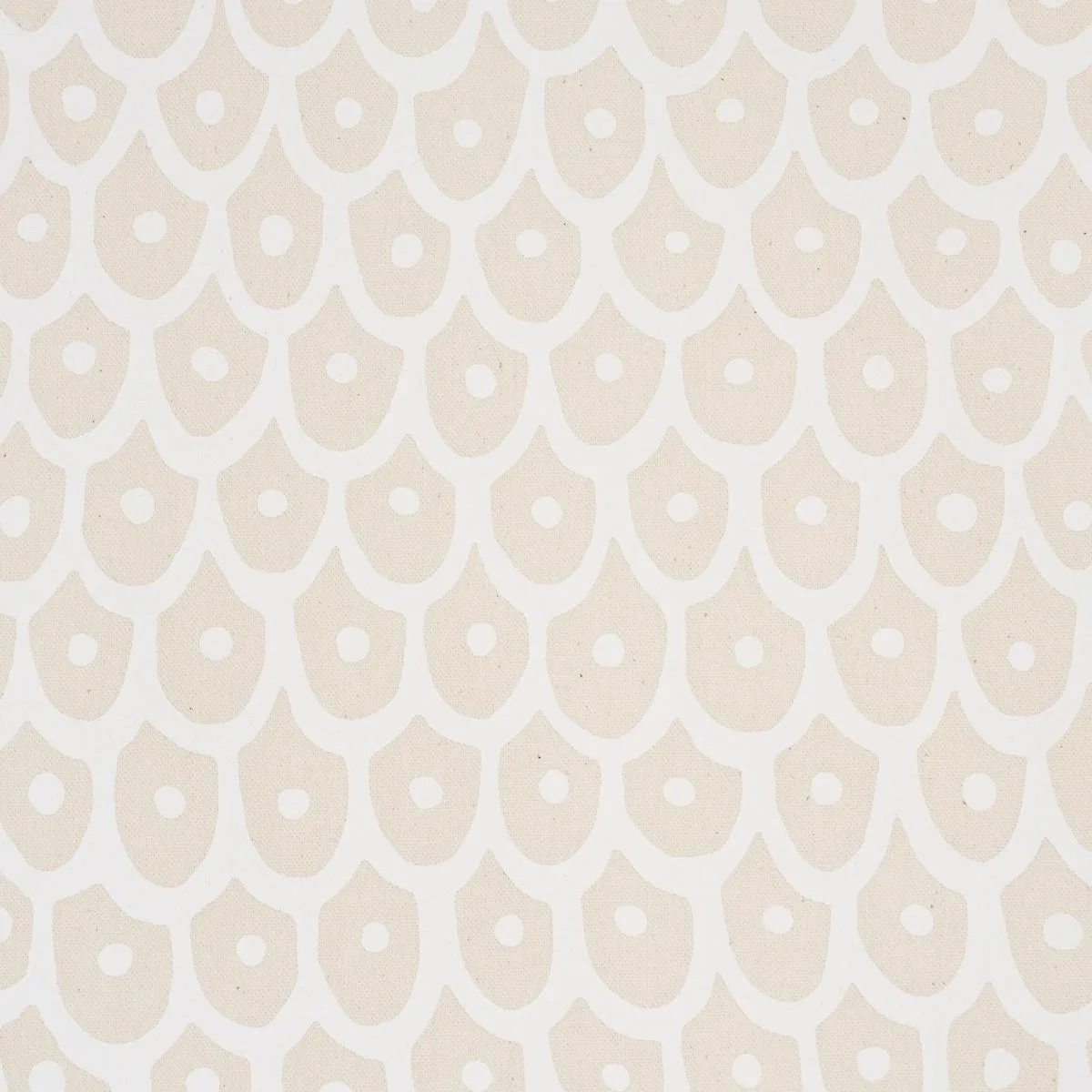 Schumacher 183730 Fish Scales White On Natural fabric swatch