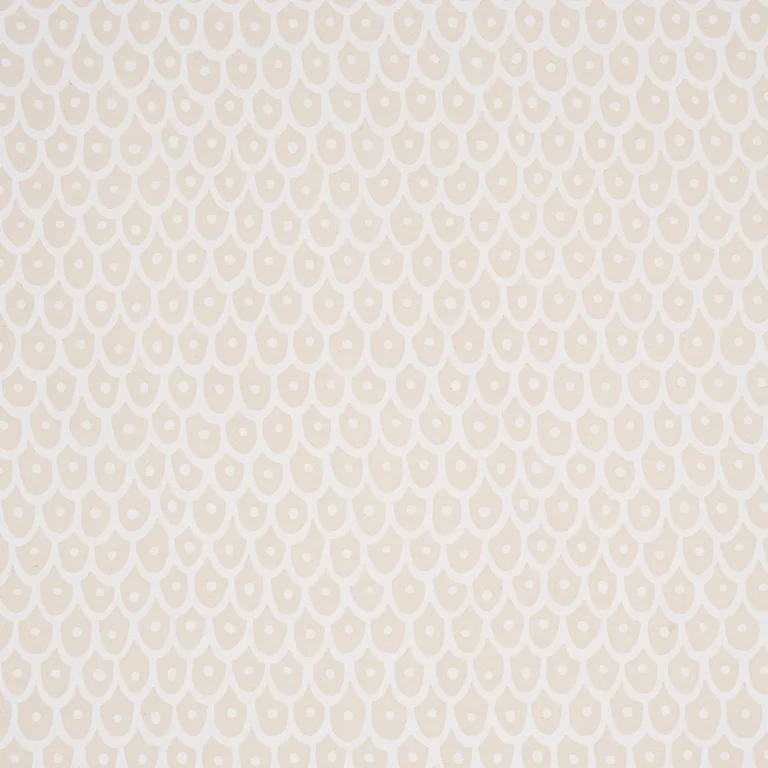 Schumacher 183730 Fish Scales White On Natural fabric swatch