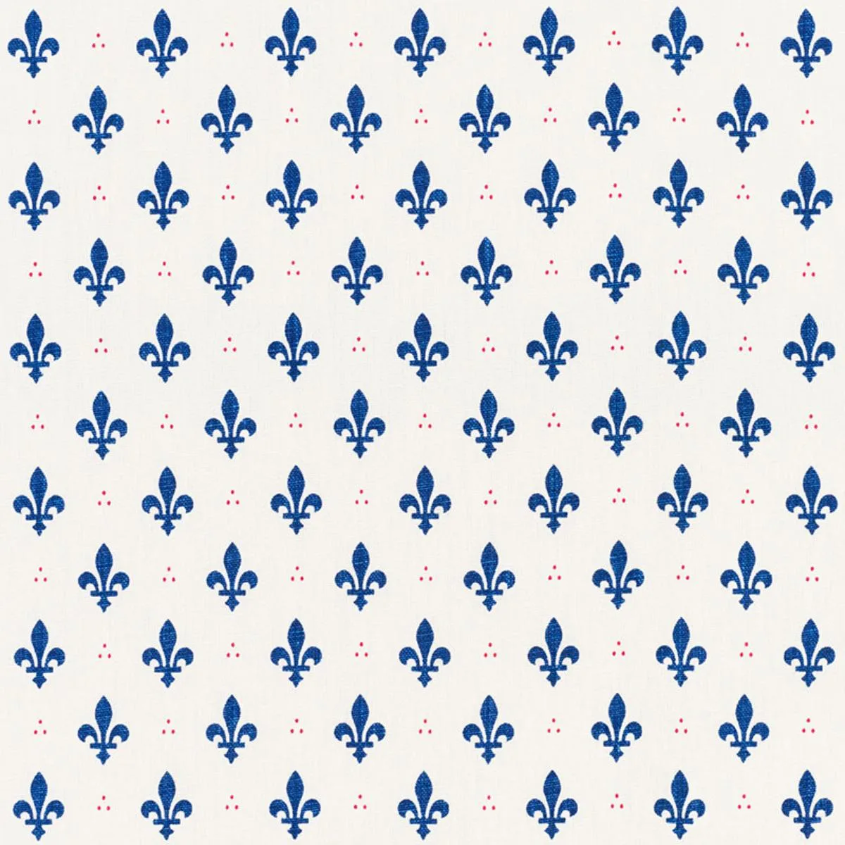 Schumacher 176961 Fleur De Lis Bleu & Rouge fabric swatch