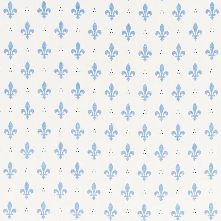 Schumacher 176960 Fleur De Lis Blue fabric swatch