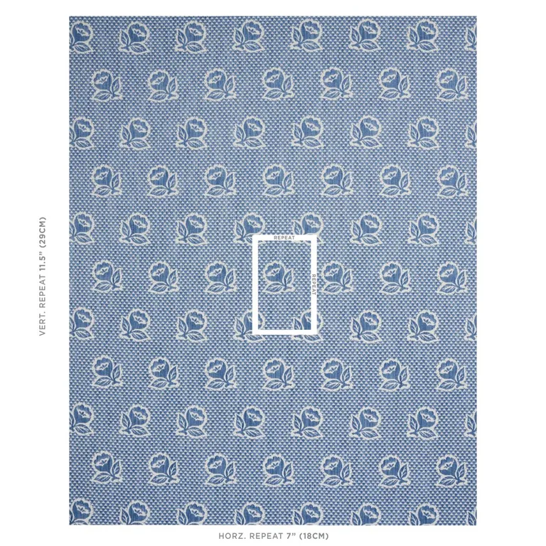 Schumacher 82190 Fleurette Denim fabric swatch