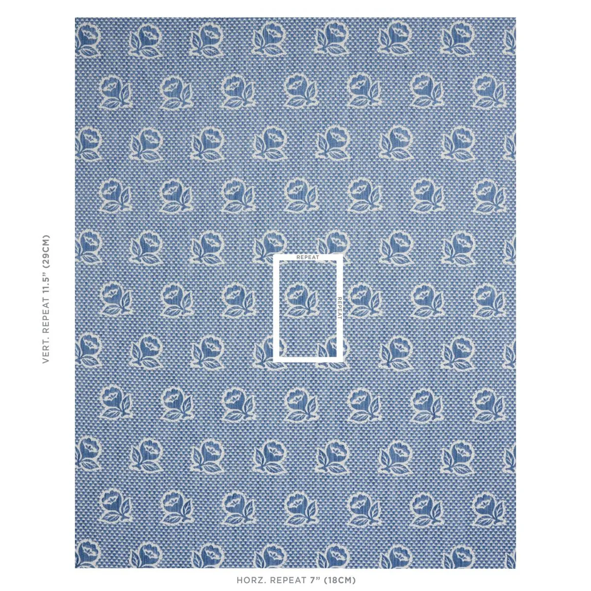 Schumacher 82190 Fleurette Denim fabric swatch