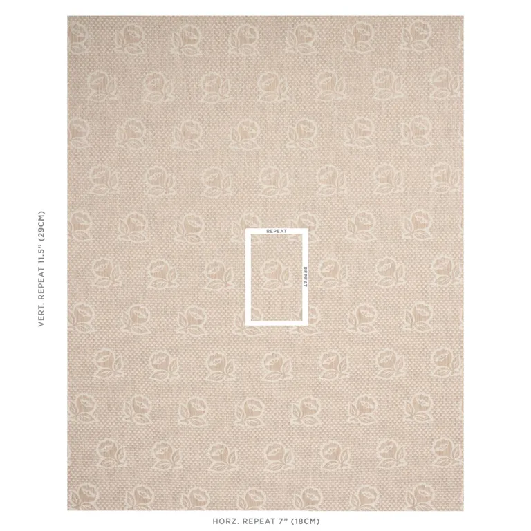 Schumacher 82191 Fleurette Natural fabric swatch