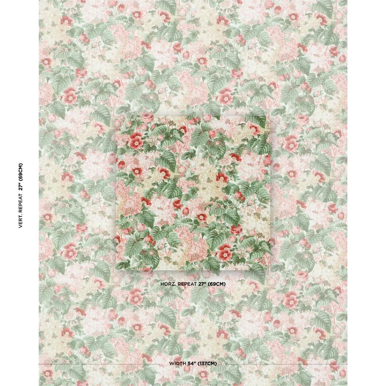 Schumacher 181871 Flora's Fleurs Apricot fabric swatch