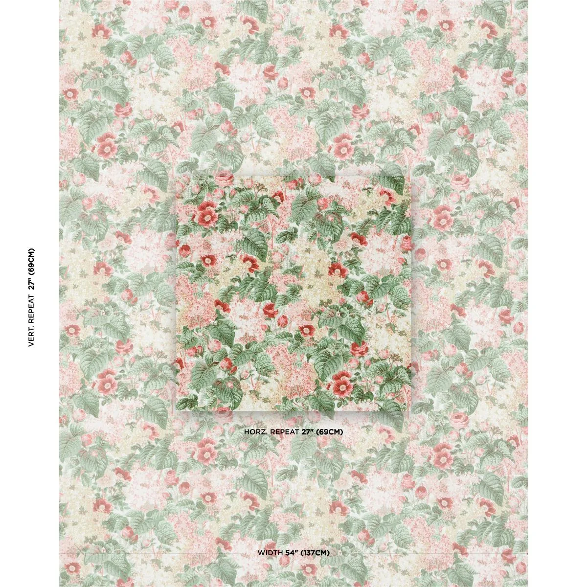 Schumacher 181871 Flora's Fleurs Apricot fabric swatch