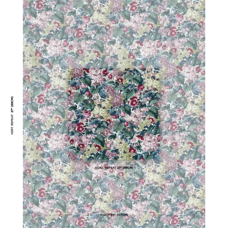 Schumacher 181870 Flora's Fleurs Plum fabric swatch