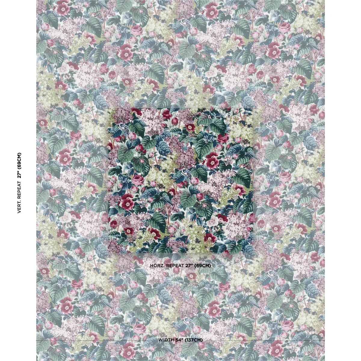 Schumacher 181870 Flora's Fleurs Plum fabric swatch