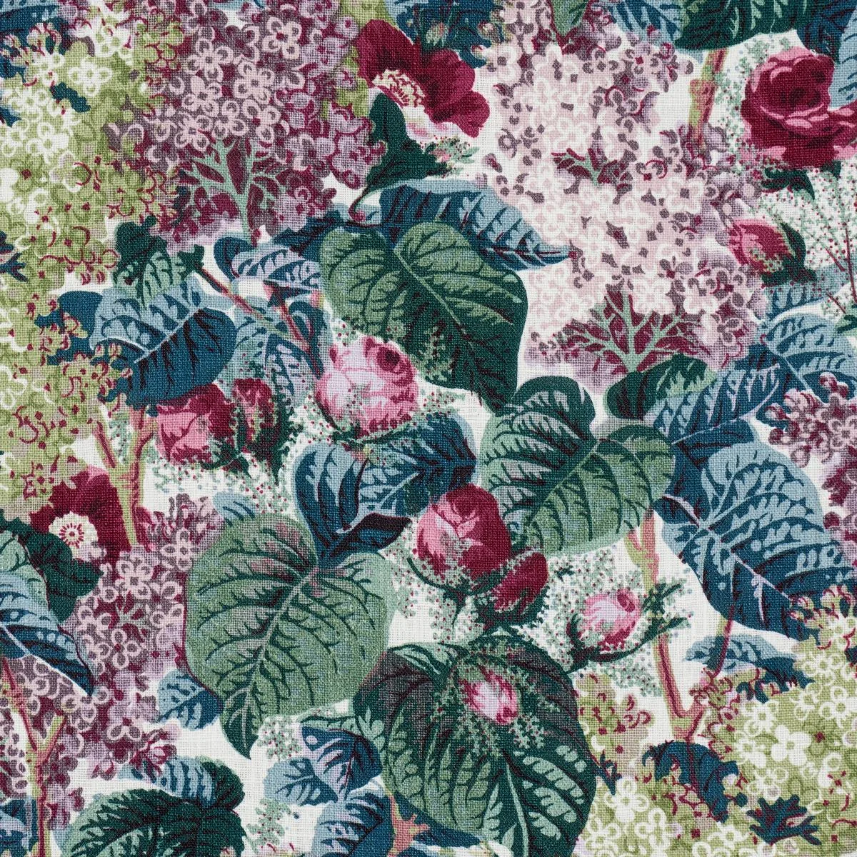 Schumacher 181870 Flora's Fleurs Plum fabric swatch