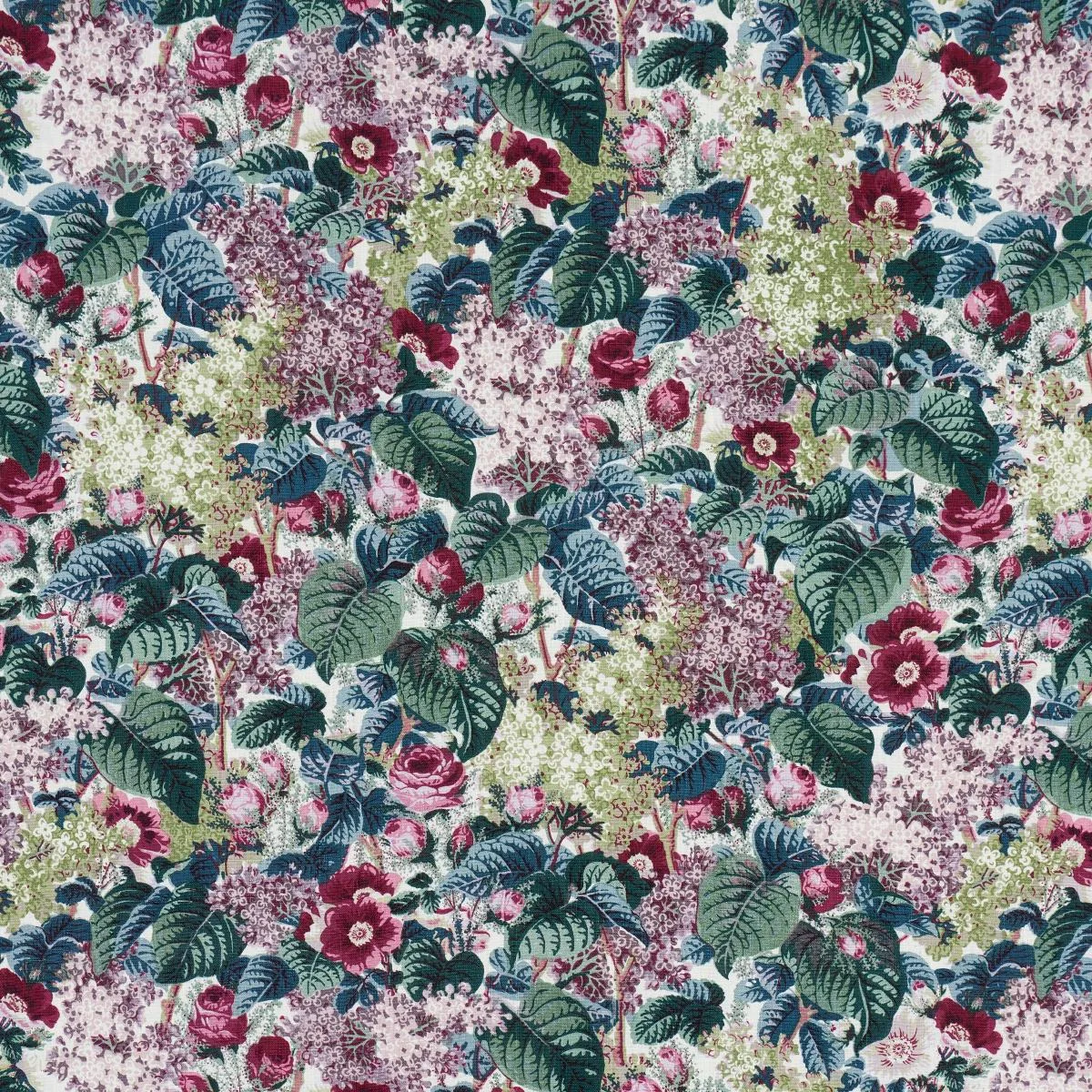 Schumacher 181870 Flora's Fleurs Plum fabric swatch