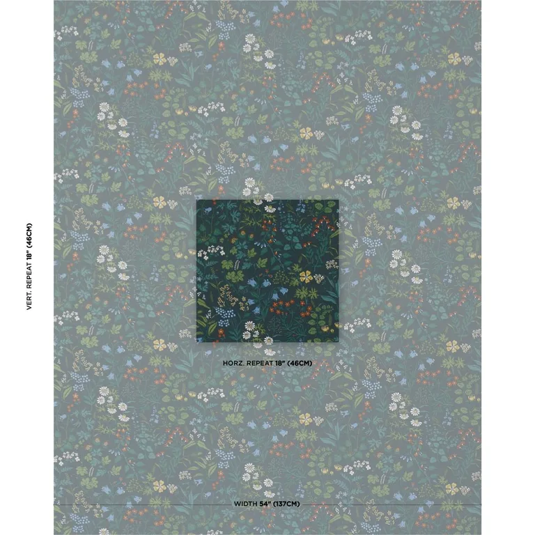 Schumacher 182981 Flora Spruce fabric swatch