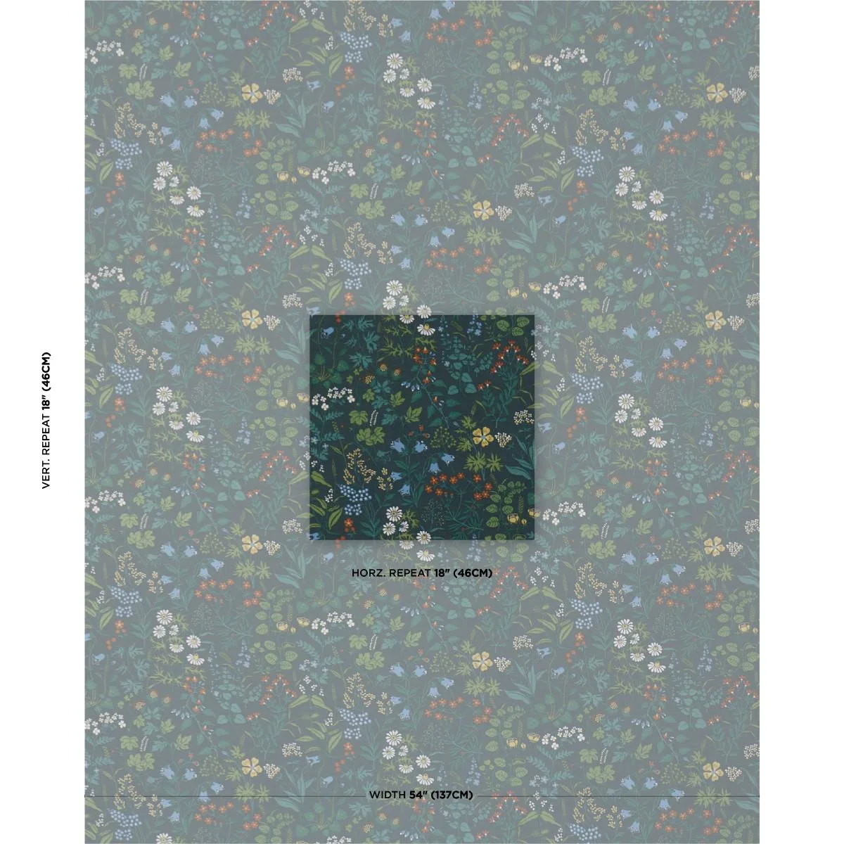 Schumacher 182981 Flora Spruce fabric swatch