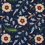 Schumacher 179951 Floralia Indigo fabric swatch
