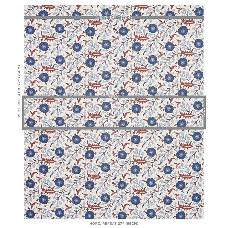Schumacher 179952 Floralia Parchment fabric swatch
