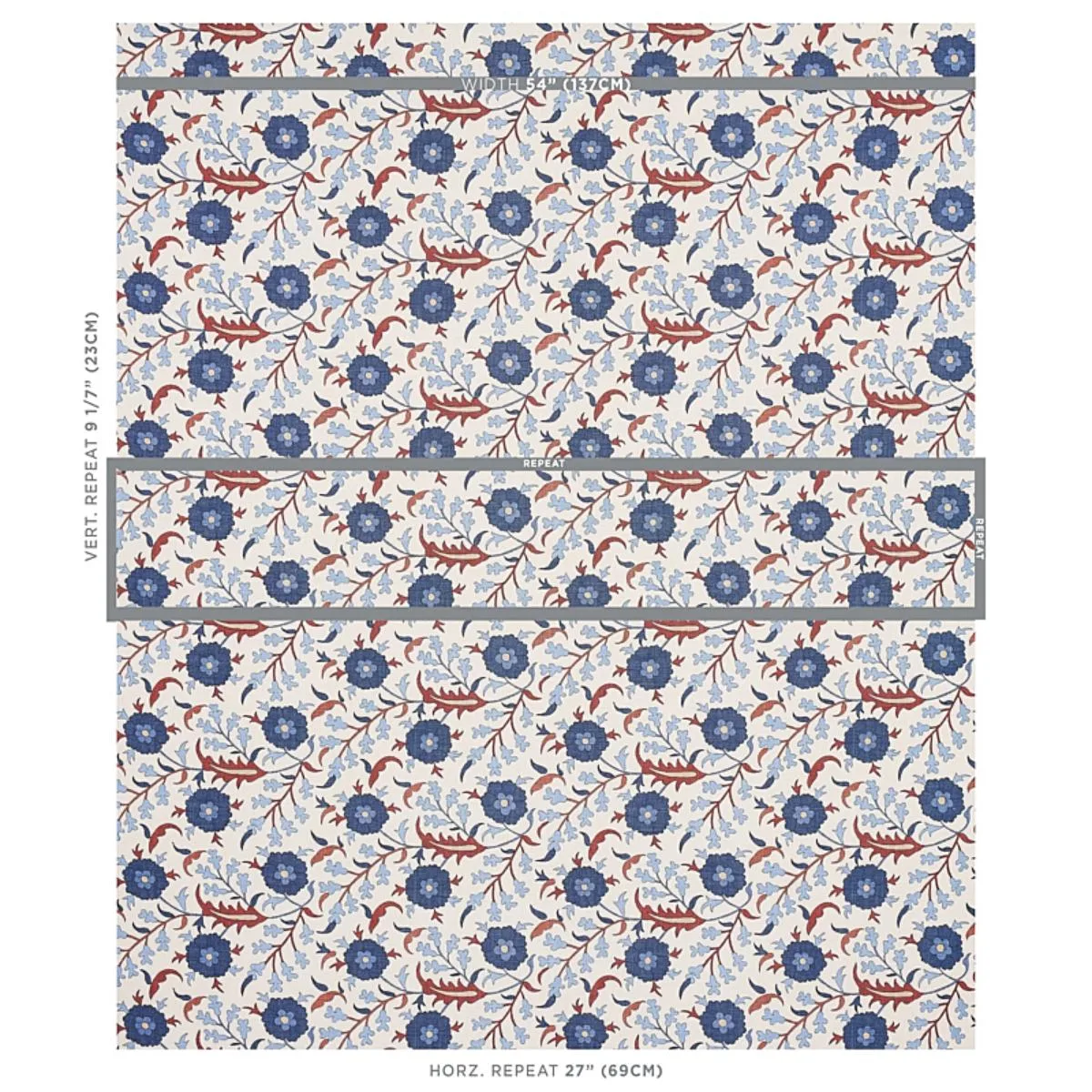 Schumacher 179952 Floralia Parchment fabric swatch