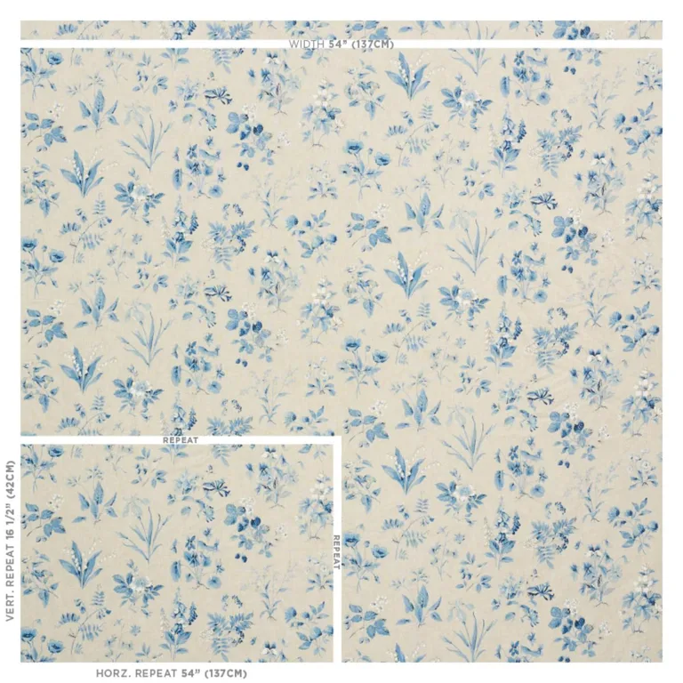 Schumacher 178790 Floreana Blue fabric swatch