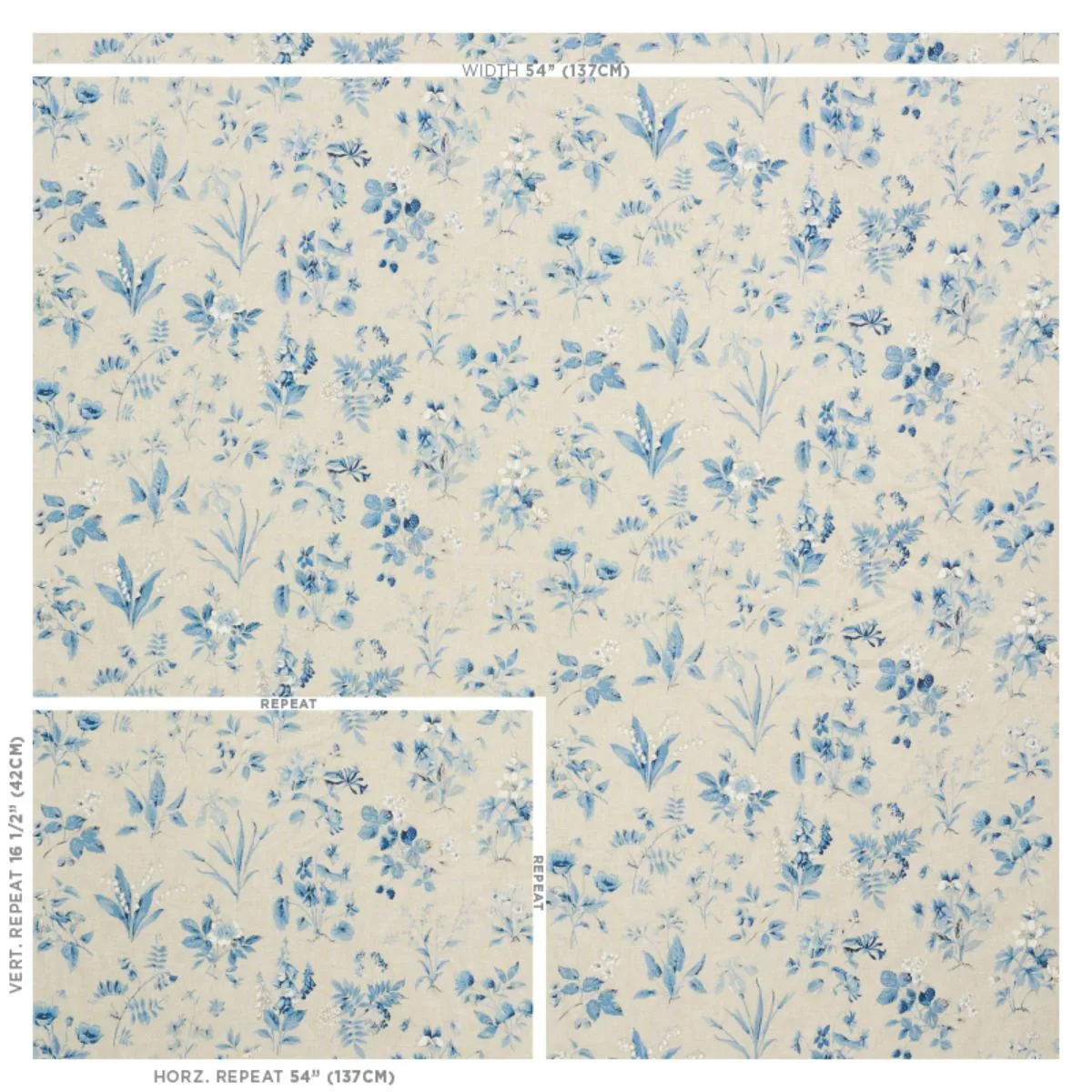 Schumacher 178790 Floreana Blue fabric swatch