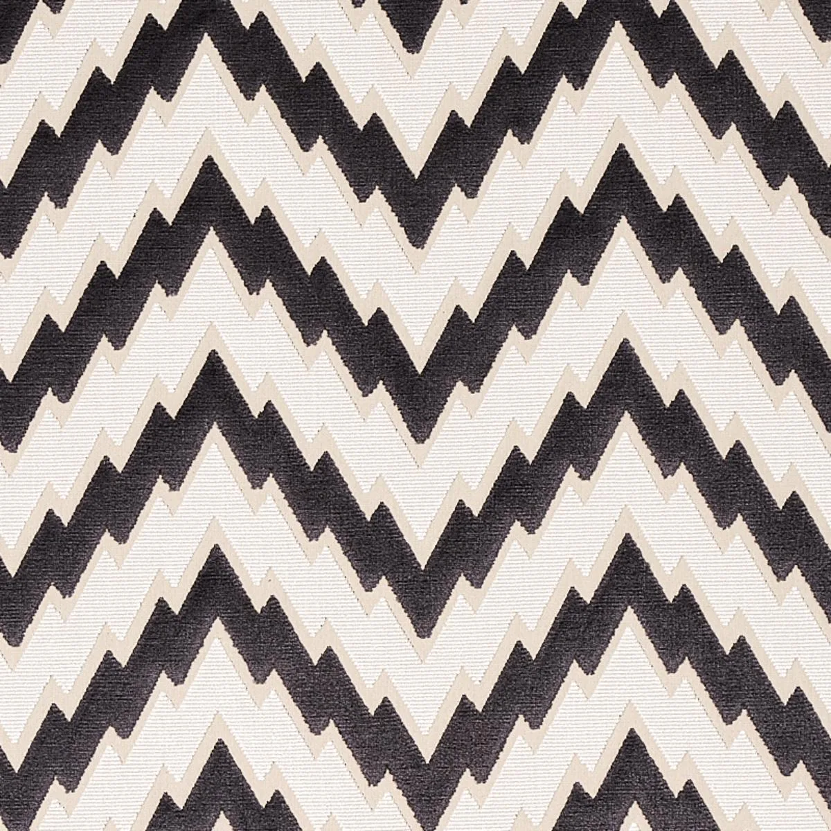 Schumacher 80220 Florentine Chevron Velvet Black fabric swatch