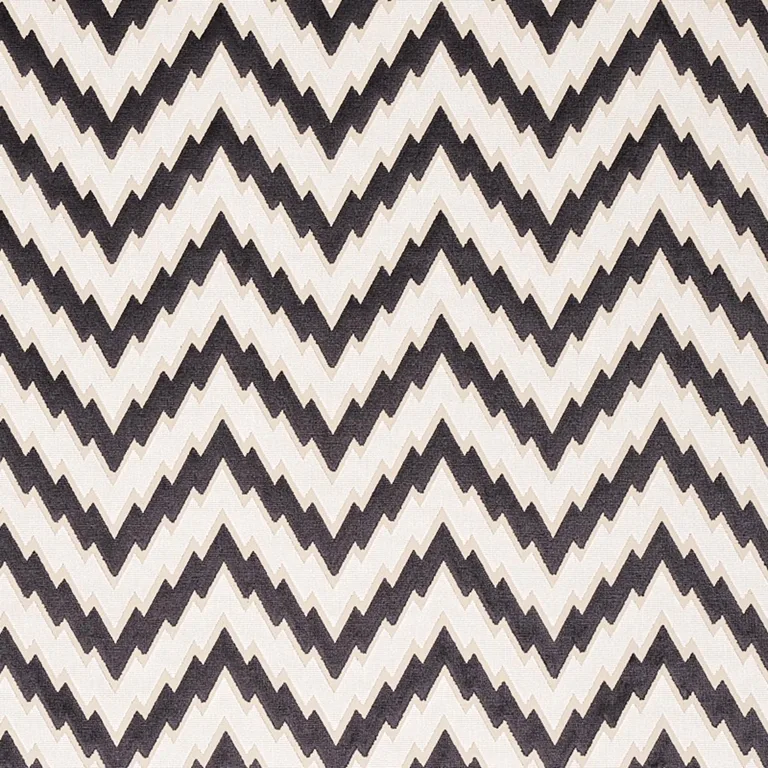 Schumacher 80220 Florentine Chevron Velvet Black fabric swatch