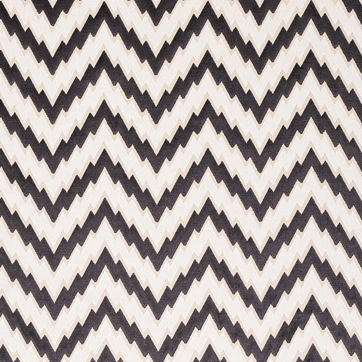 Schumacher 80220 Florentine Chevron Velvet Black fabric swatch