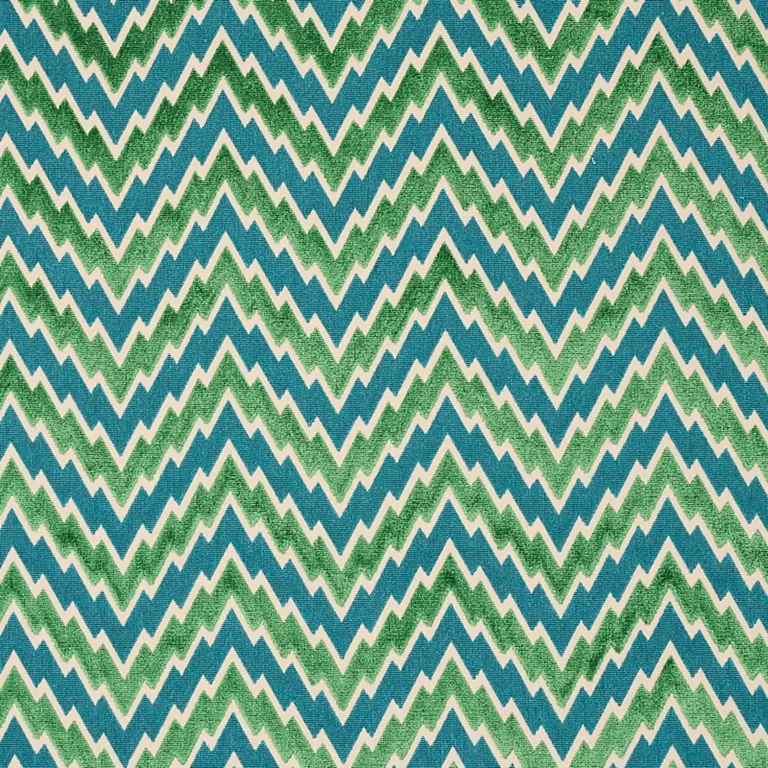 Schumacher 80221 Florentine Chevron Velvet Emerald fabric swatch